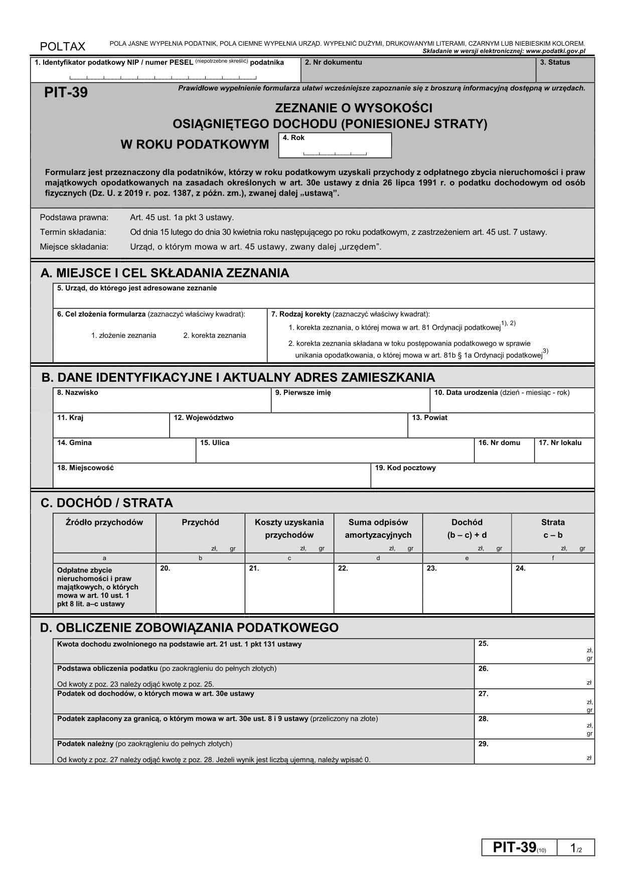 PIT-39 rozliczysz w programie e-pity